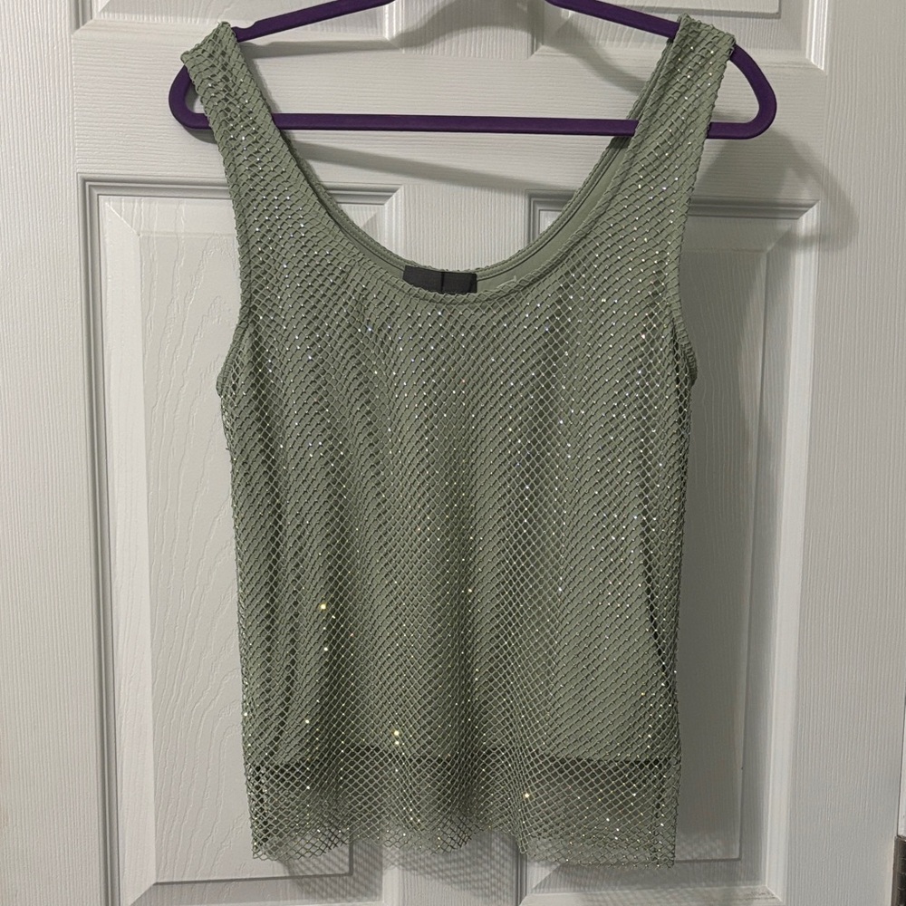Sunday in Brooklyn Sage Mesh Tank Top